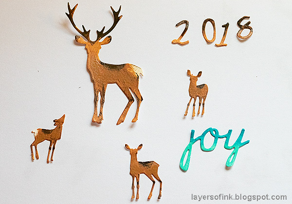 Layers of ink - Birch Forest December Daily Tutorial by Anna-Karin Evaldsson. Painting the deer with acrylic paint.