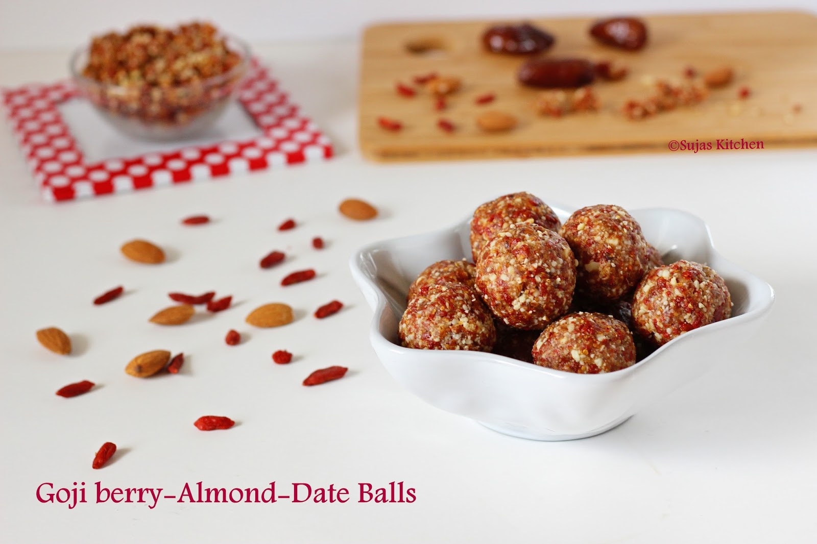 Sujas Kitchen Goji BerryAlmondDate Power Balls (No Cook Recipe)