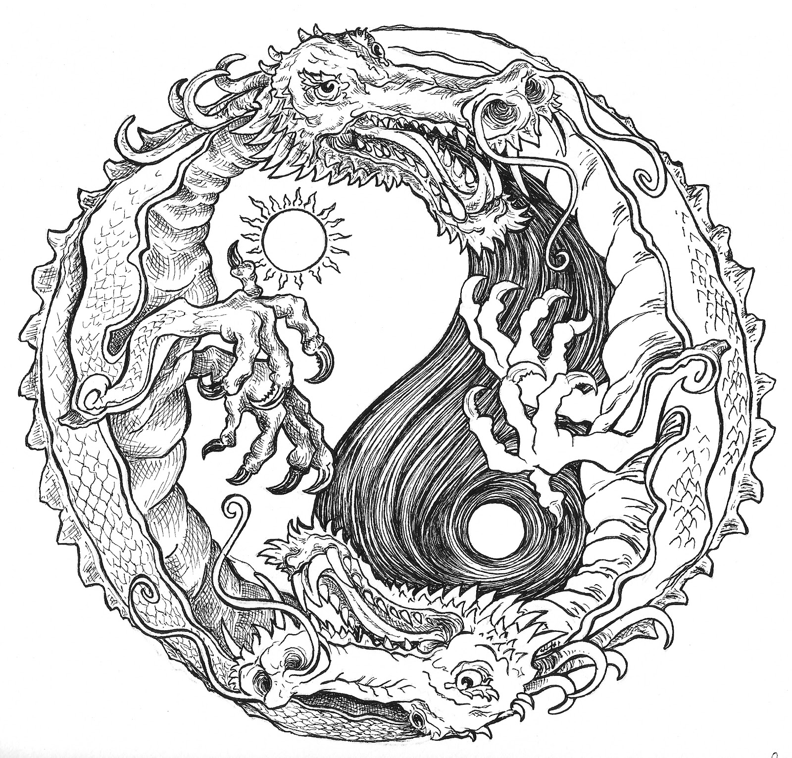ying yang mandala coloring pages - photo #1