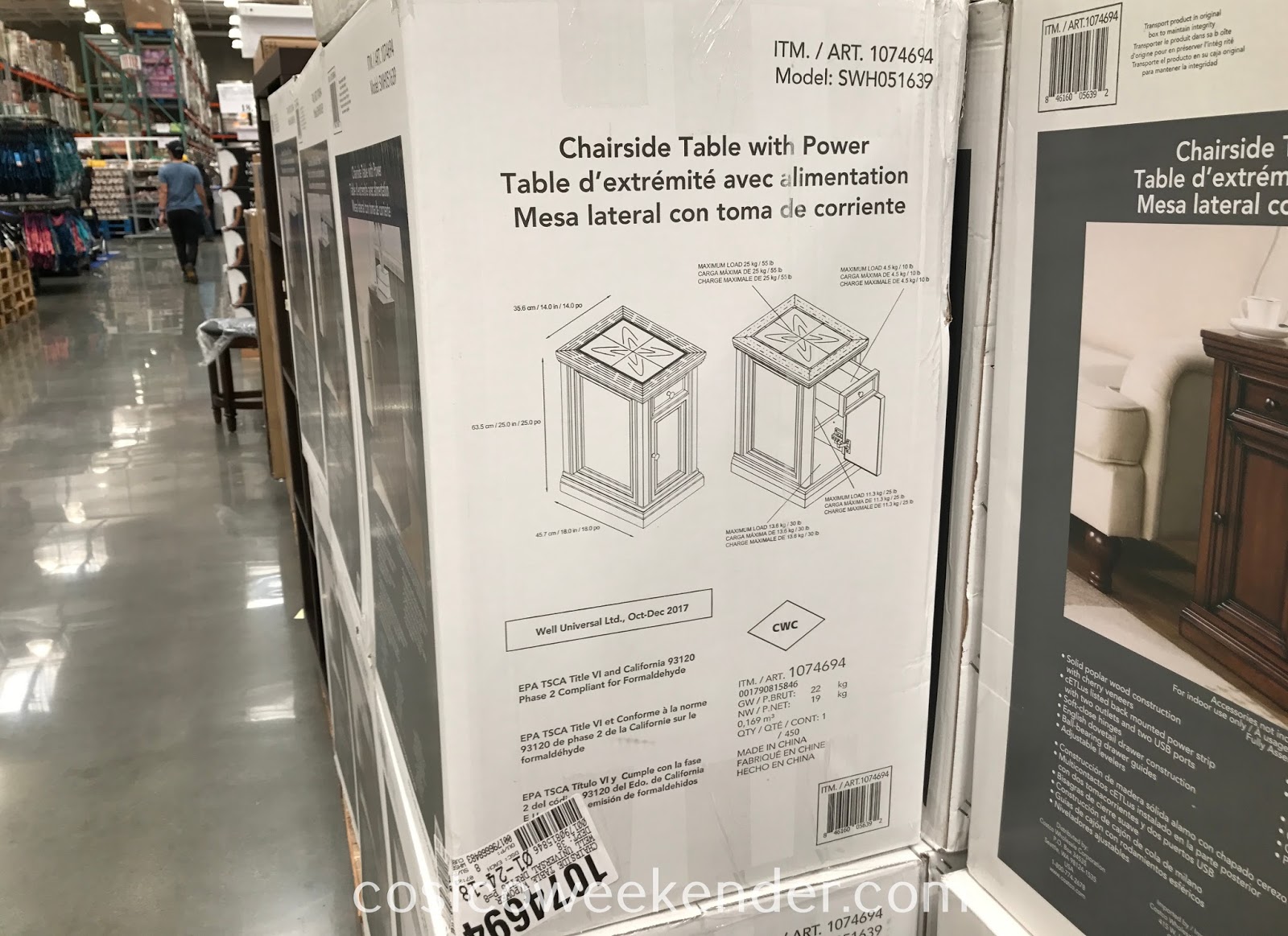 Well Universal Chairside Table with Power Costco Weekender