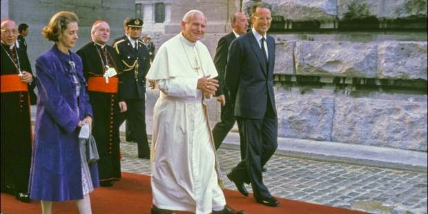 Reina Fabiola, Juan Pablo II y Balduino Reina Fabiola, Juan Pablo II y Balduino