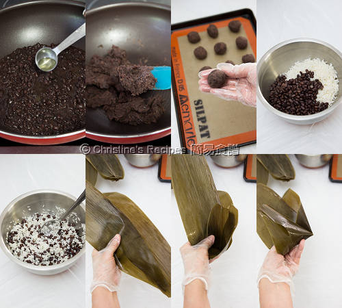 紅豆豆沙糉製作圖 Glutinous Rice Dumplings with Red Bean Filling Procedures01