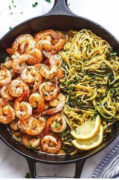 10-Minute Lemon Garlic Butter Shrimp With Zucchini Noodles