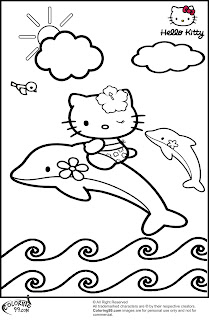 hello kitty and dolphin coloring pages
