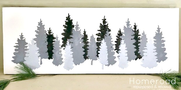 Grey Christmas tree painting