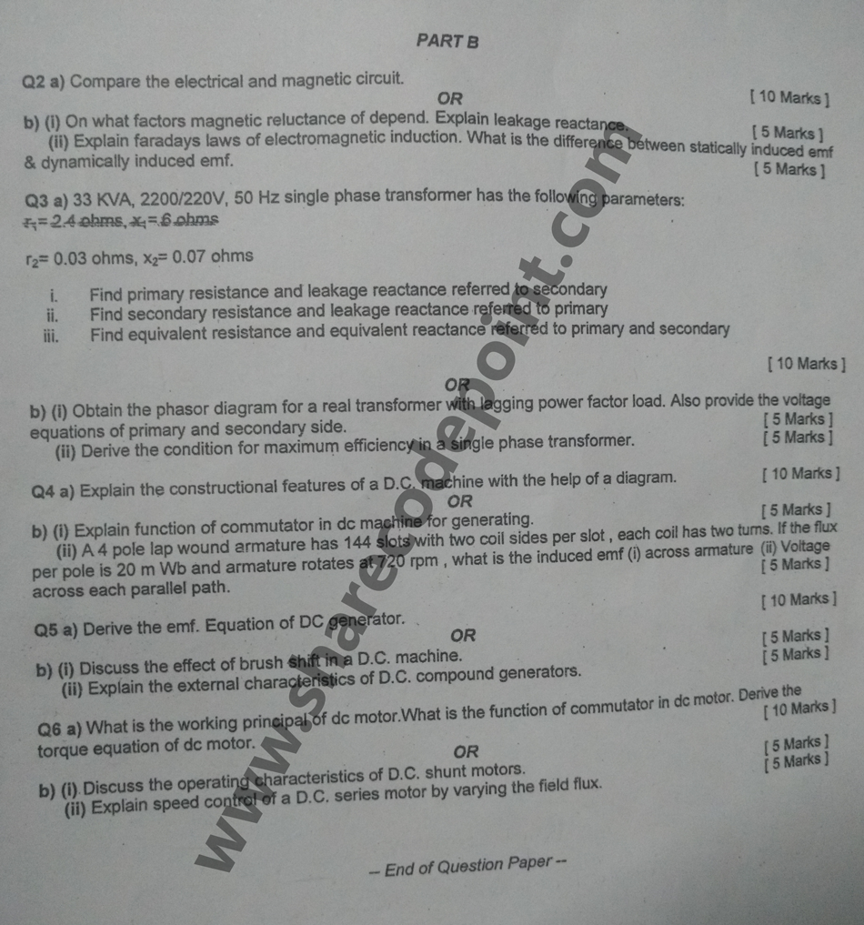 ECE206 Electrical Machines I End Term Exam Question Paper ECE 206