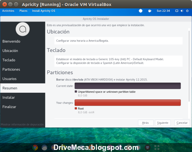 DriveMeca instalando ApricityOS paso a paso