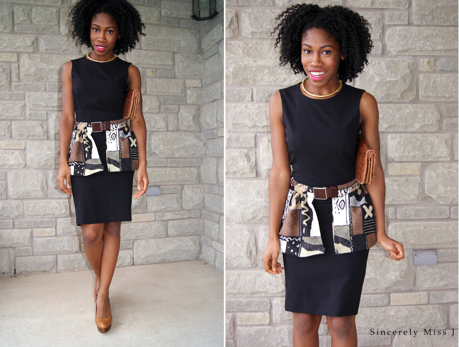 Style blogger outfit Dress: Zara, Necklace: Thrifted, Peplum belt: DIY, Clutch: gifted, Shoes: Aldo