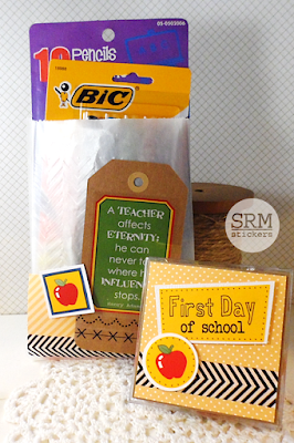 SRM Stickers Blog - Back to School & Thank you Teacher by Lesley - #gift #backtoschool #teacher #stickers #embossedglassinebag #stitches 