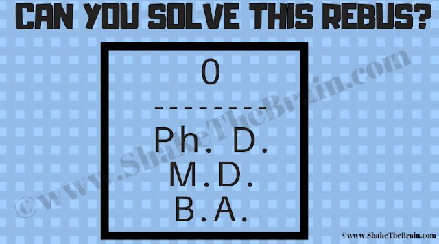 0 / Ph. D / M.D. / B.A. . Can you find the answer to this Rebus Puzzle Challenge?