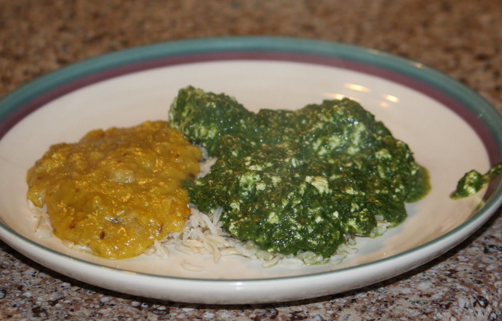 Polliwog on Safari Saag Paneer (Cheese in Spinach Sauce)
