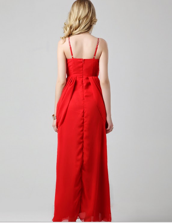 tarot grail Red Spaghetti Strap Long Prom Dress