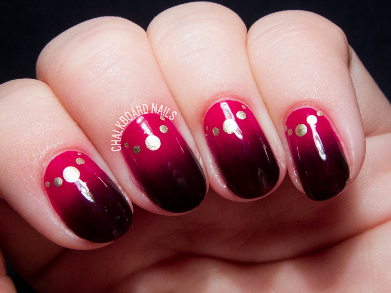 Bordeaux gradient with jewelry half moons by @chalkboardnails