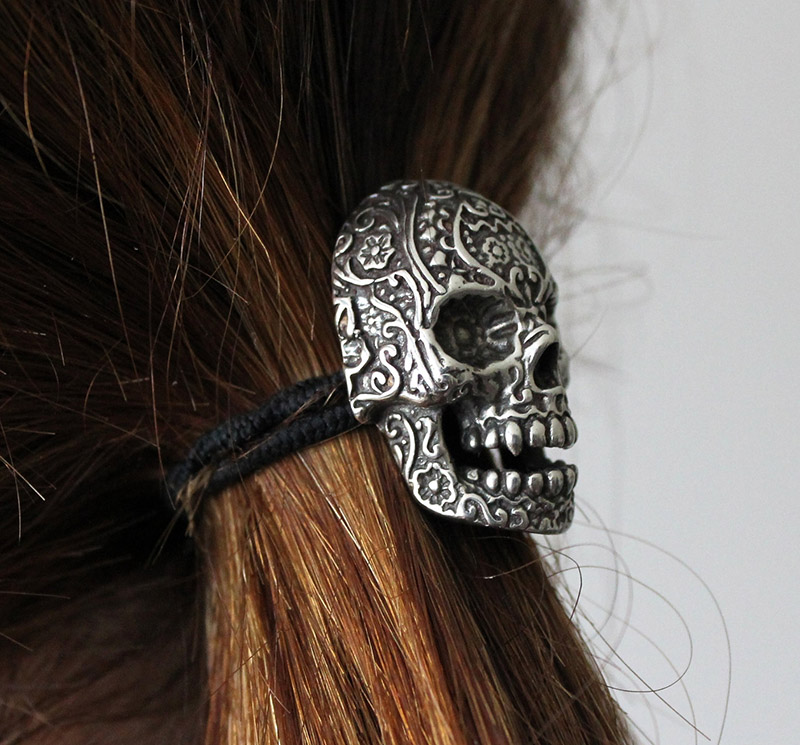sugar skull ponytail holder