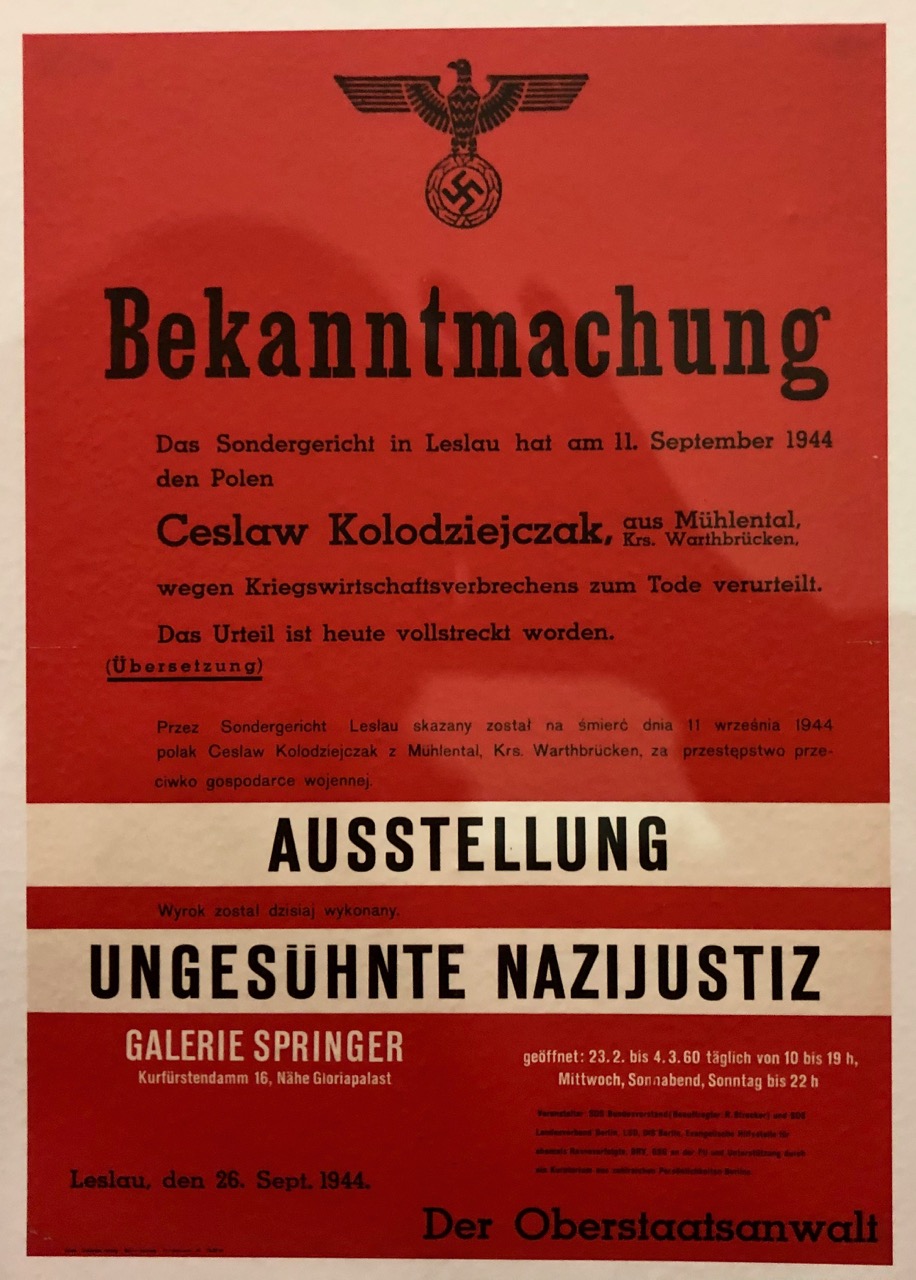 Berliner Freiheiten Die Ausstellung Ungesuhnte Nazijustiz 60