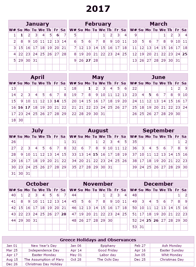 Free Printable Calendar 2018 Greece Holidays Calendar 2017 free-printable-calendar-2018-greece-holidays-calendar-2017