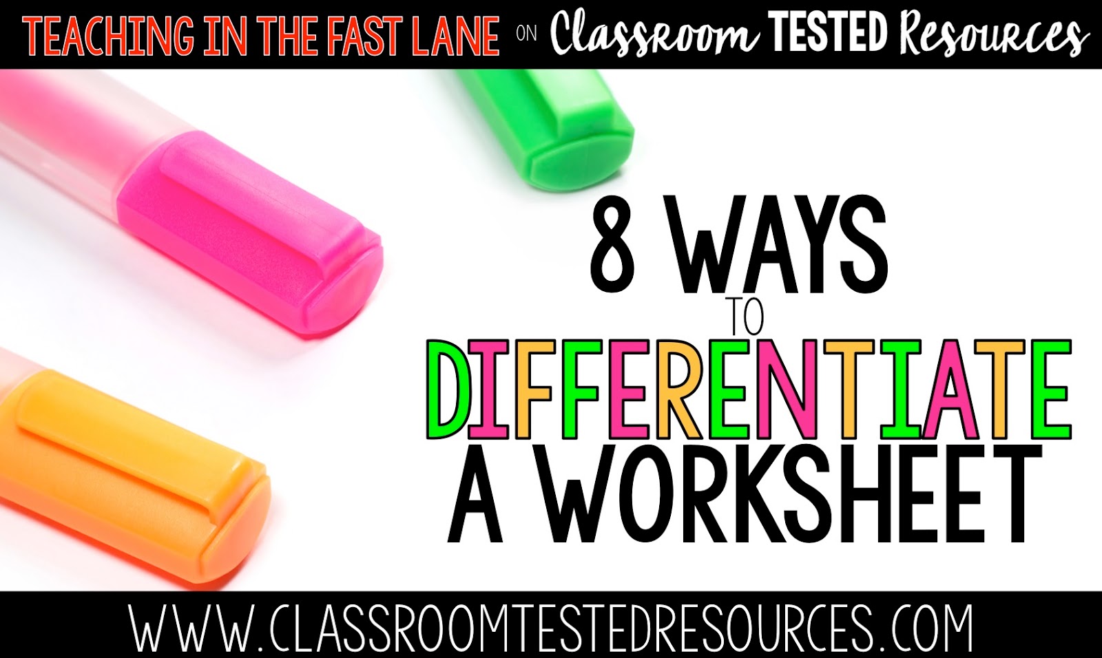Eight ways to differentiate worksheets in your classroom. The last one has been a life saver, and is very empowering for the students! 