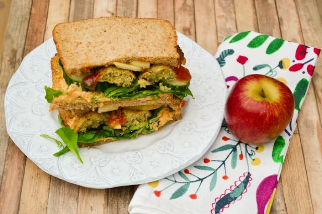 Falafel and Apple Salad Sandwich