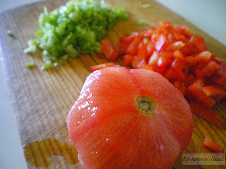 Arroz a la albahaca con gambones (Ingredientes sofrito)