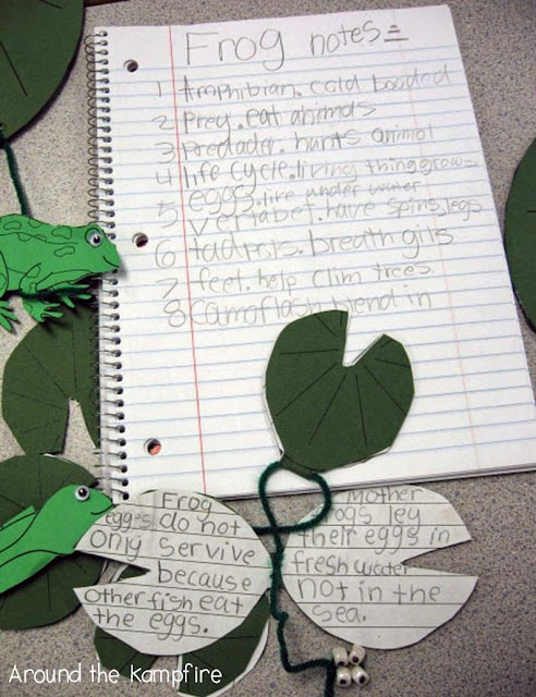  Writing about the stages of a frog's life cycle