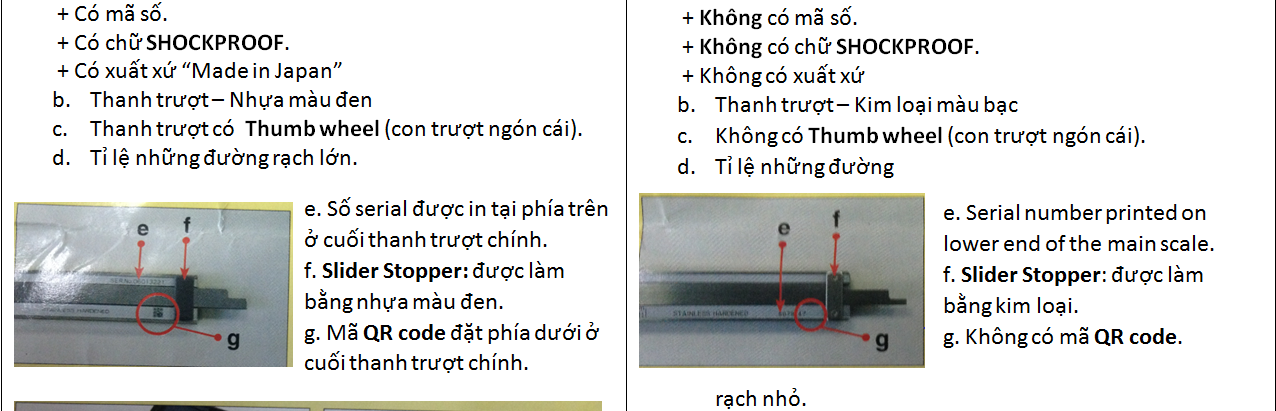 Phân biệt thước cặp đồng hồ  Mitutoyo 505-671 thật và giả 