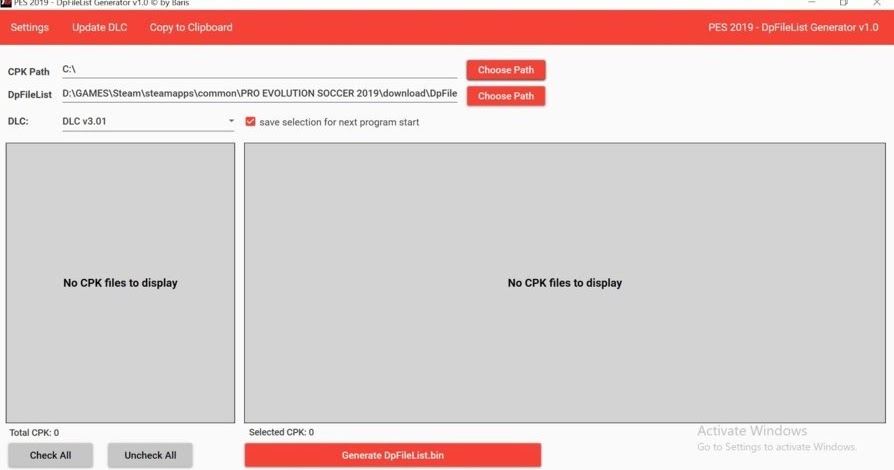 dp file list generator pes 2019