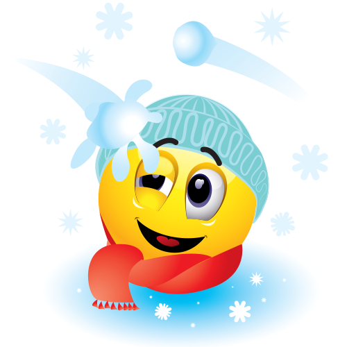 Emoticon hit by a snowball
