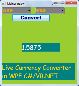 Windows Presentation Foundation Wpf 4 0 5 Tutorials Consuming The Consuming The Live Currency Conversion Web Service In Wpf