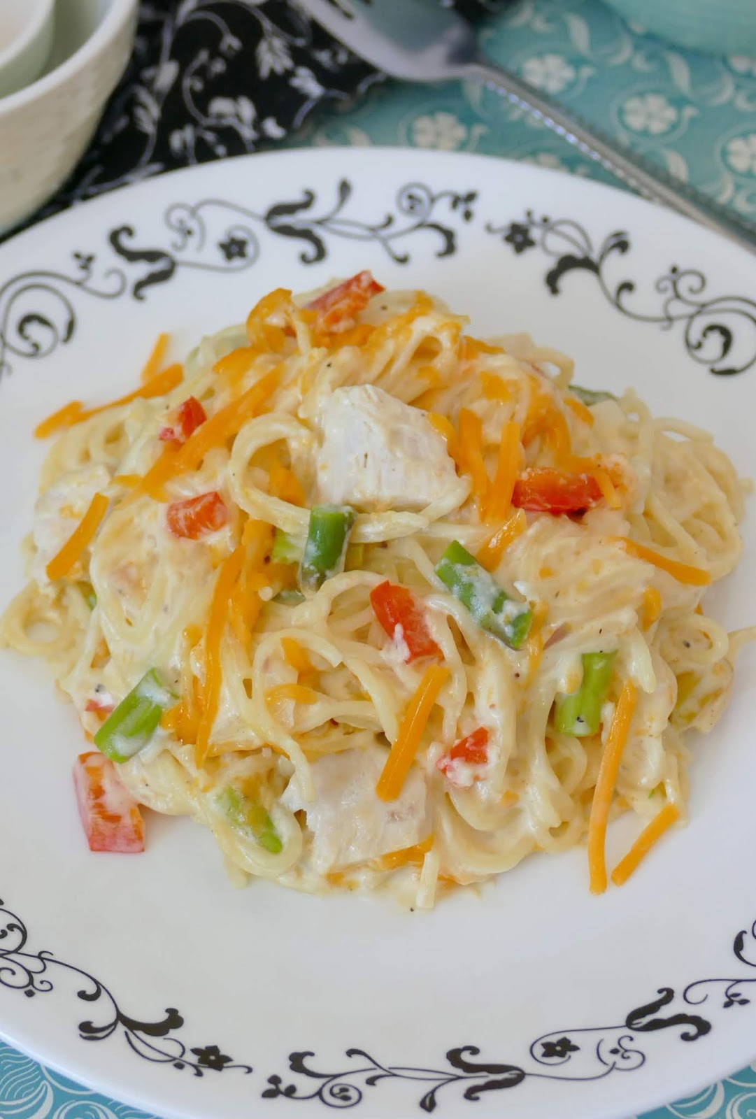 Cheesy Chicken and Asparagus Spaghetti Casserole Recipe