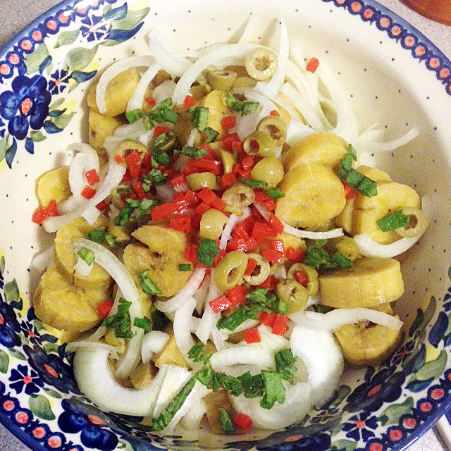 The AlmostVegan Rican Platanos en Escabeche/Pickled Green Plantains