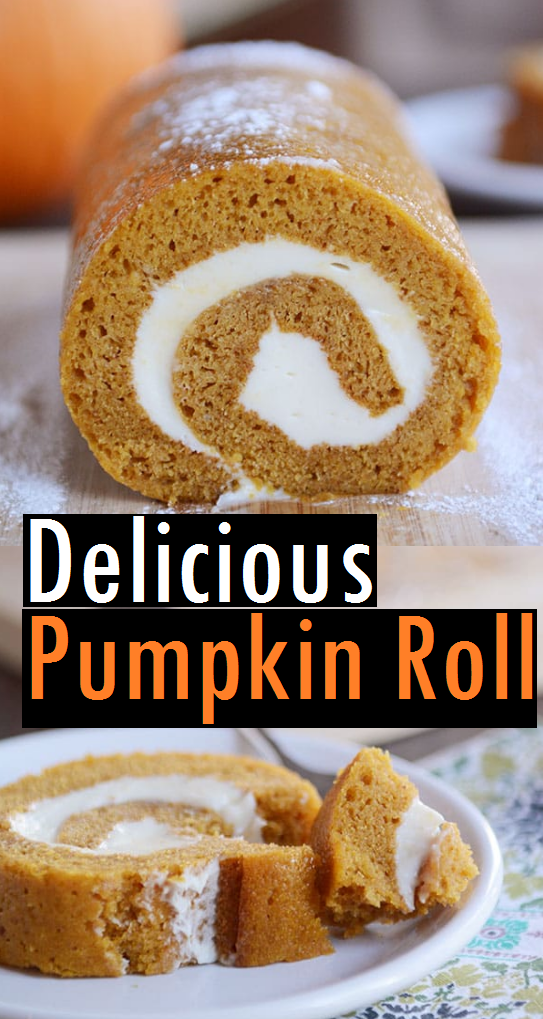 Delicious Pumpkin Roll with Cream Cheese Frosting Dessert & Cake Recipes