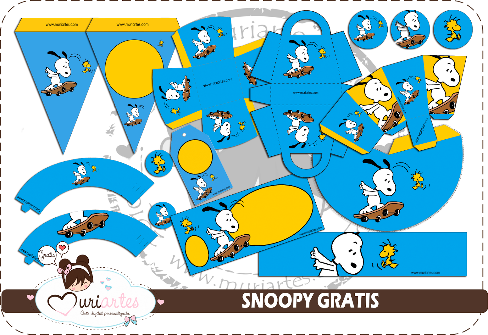 Kit de Snoopy para Imprimir Gratis. 