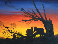 horses sunset night paintings acrylic canvas malmgren karen artist