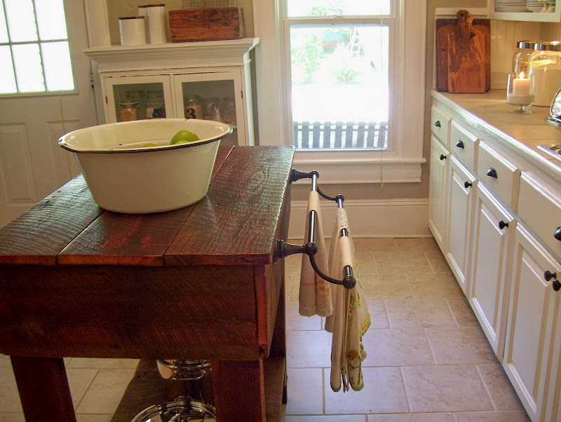 Heir And E Tables As Kitchen Islands Made From Antique Barn Boards And That Towel Bar Is So Handy