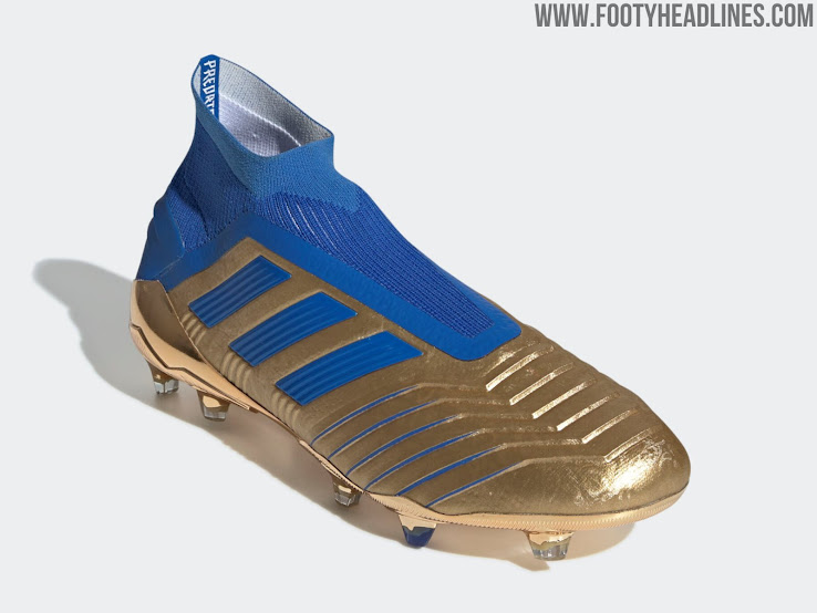 gold and blue adidas predator