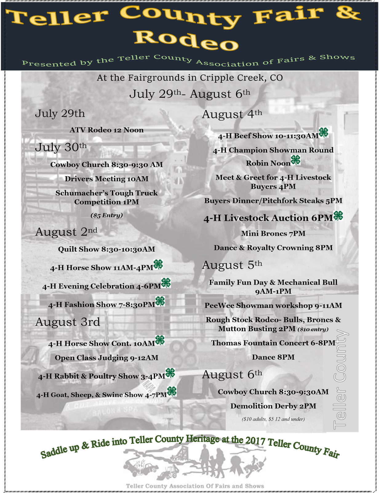 Teller County Fair June 29th August 6th in Cripple Creek CO!