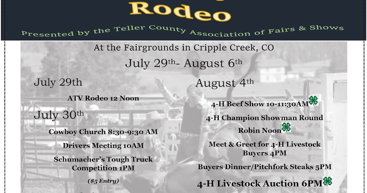 Teller County Fair June 29th August 6th in Cripple Creek CO!
