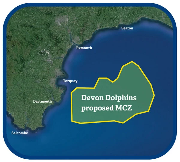 Photo showing area of 'Devon Dolphins' proposed MCZ ('official' name of MCZ likely  to be Lyme Bay Deeps.)