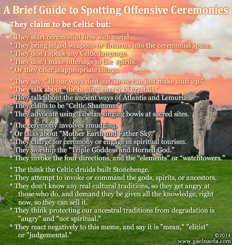 Gaol Naofa - A Brief Guide to Spotting Offensive Celtic Ceremonies
