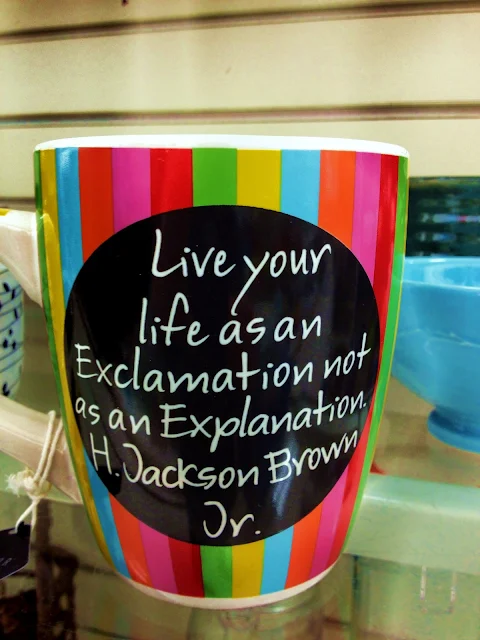 Live your life as an exclamation not as an explanation rainbow quote mug