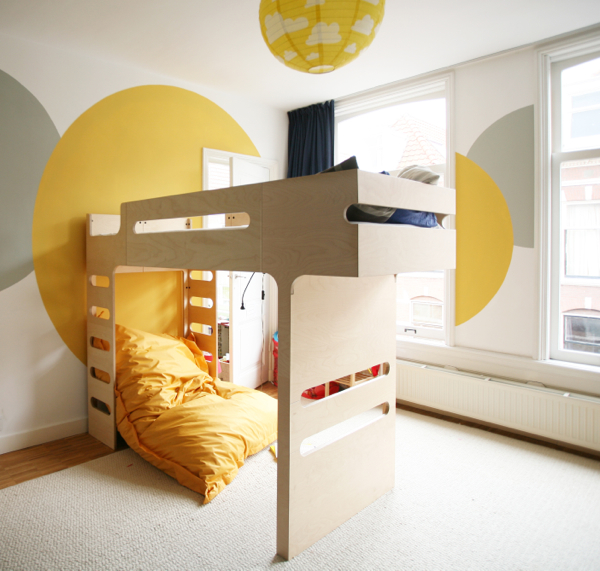 Rafa Kids F Bunk Bed In A Yellow Room, Yellow Bunk Bed