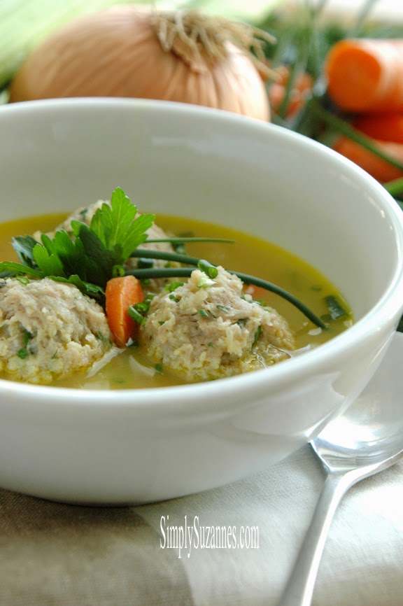 Simply Suzanne's AT HOME herb & chicken meatball soup . . . a Spring
