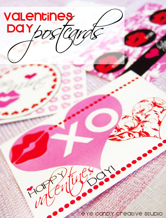 sending valentines postcards, you've got mail, XO, damask hearts