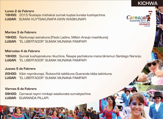Programa eventos Carnaval de Guaranda en Kichwa 2105