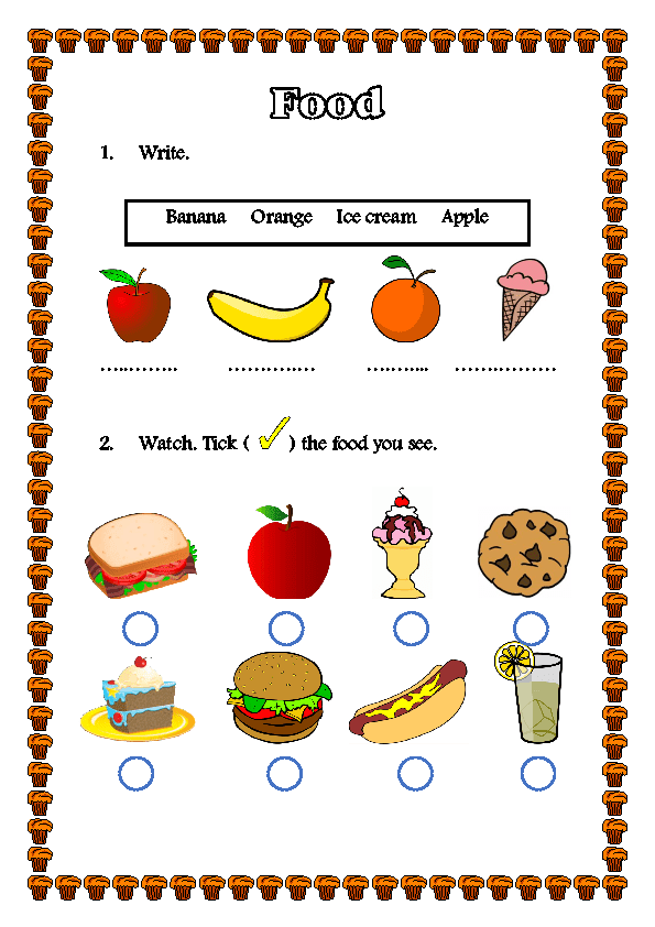 Healthy Food Worksheets For Kindergarten