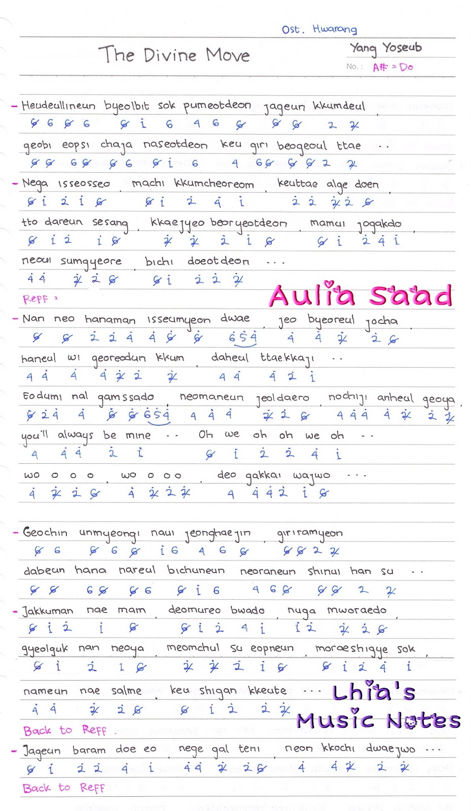 Not Angka Yang Yoseub Highlight The Divine Move Ost Hwarang Not Angka Lagu Ost K Drama