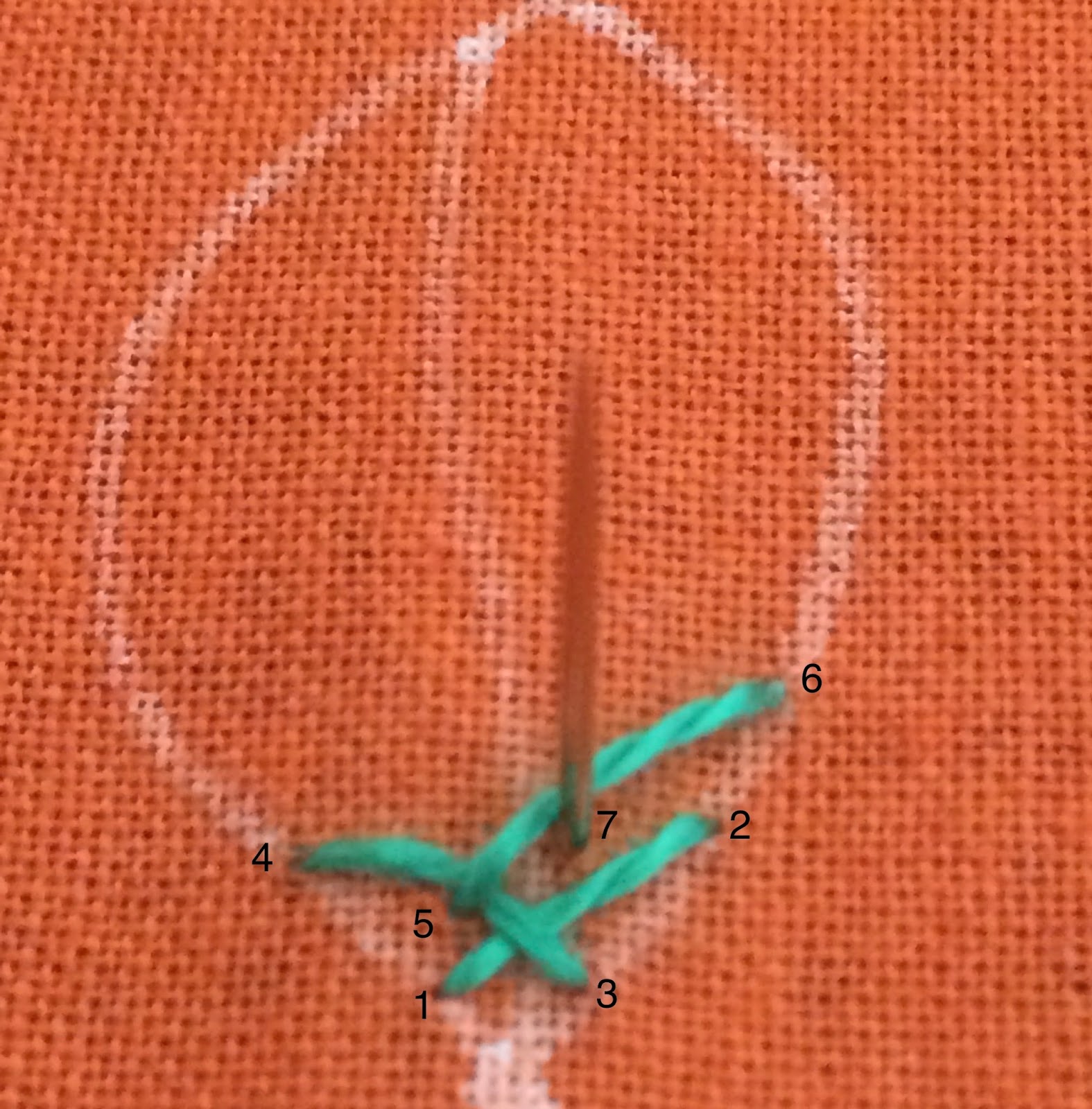 Queenie's Needlework Sunday Stitch School Lesson 45 Leaf Stitch