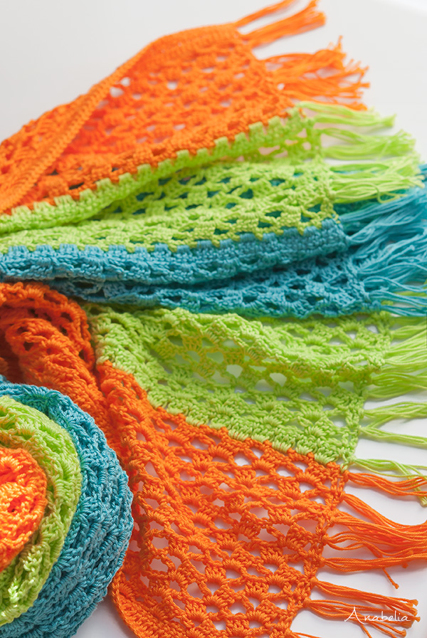 Light Summer crochet scarf pattern, Anabelia Craft Design