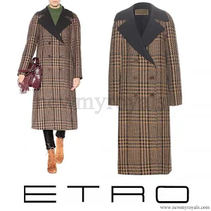 Queen Maxima wore ETRO Check wool and alpaca blend coat
