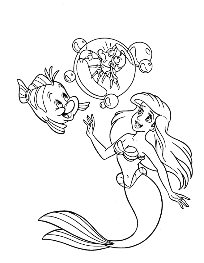 Coloring Mermaids Disney Princess Mermaid Coloring Pages